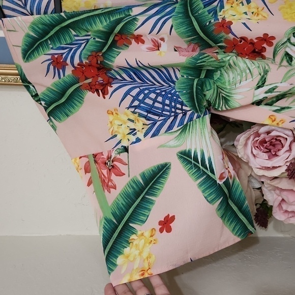 Fits S - large Floral Tropical kimono Coastal Beachy Vacation Lagenlook Bohemian - Picture 4 of 9